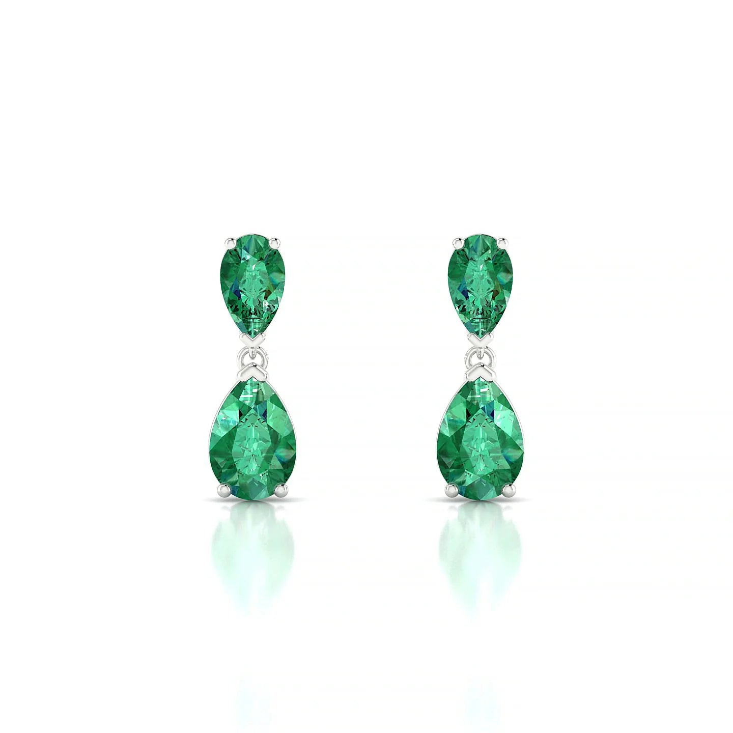 Sway | 18k White Gold 6 x 4 mm Pear Emerald Earrings