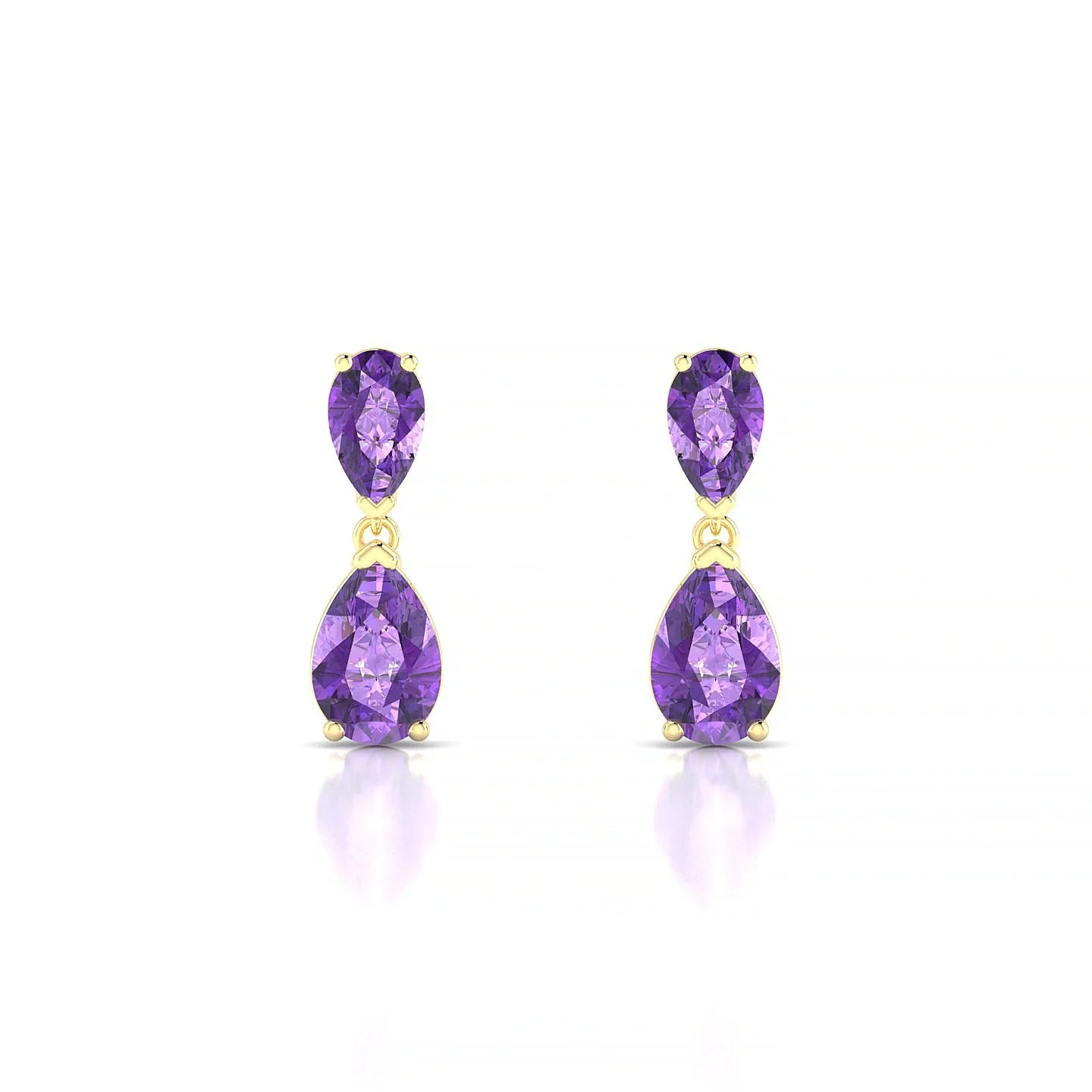 Sway | 18k Yellow Gold 6 x 4 mm Pear Amethyst Earrings