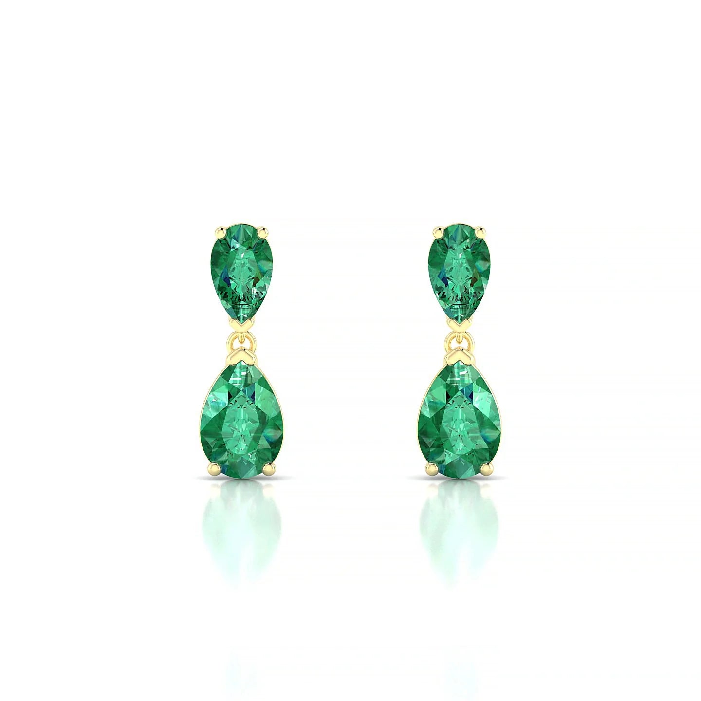 Sway | 18k Yellow Gold 6 x 4 mm Pear Emerald Earrings