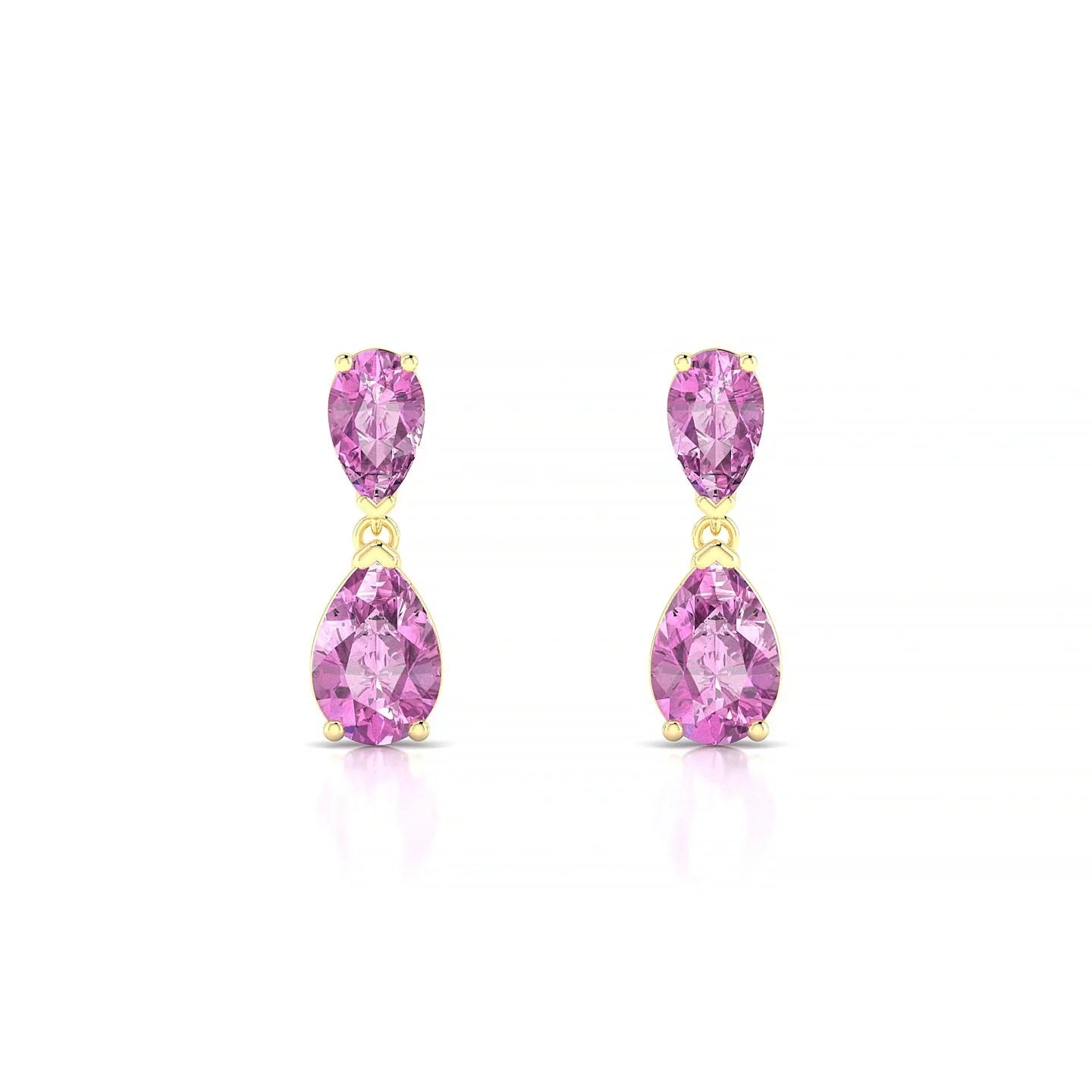 Sway | 18k Yellow Gold 6 x 4 mm Pear Pink Sapphire Earrings