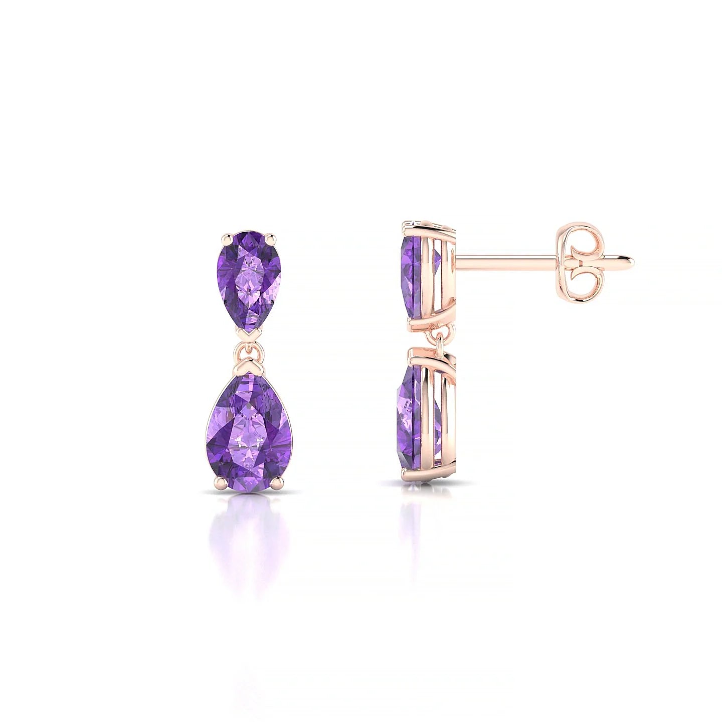 Sway | 18k Rose Gold 6 x 4 mm Pear Amethyst Earrings
