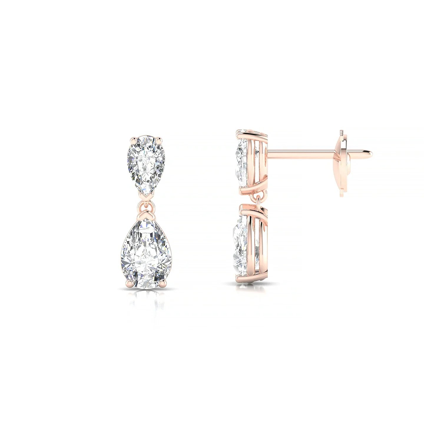 Sway | 18k Rose Gold 6 x 4 mm Pear Diamond Earrings