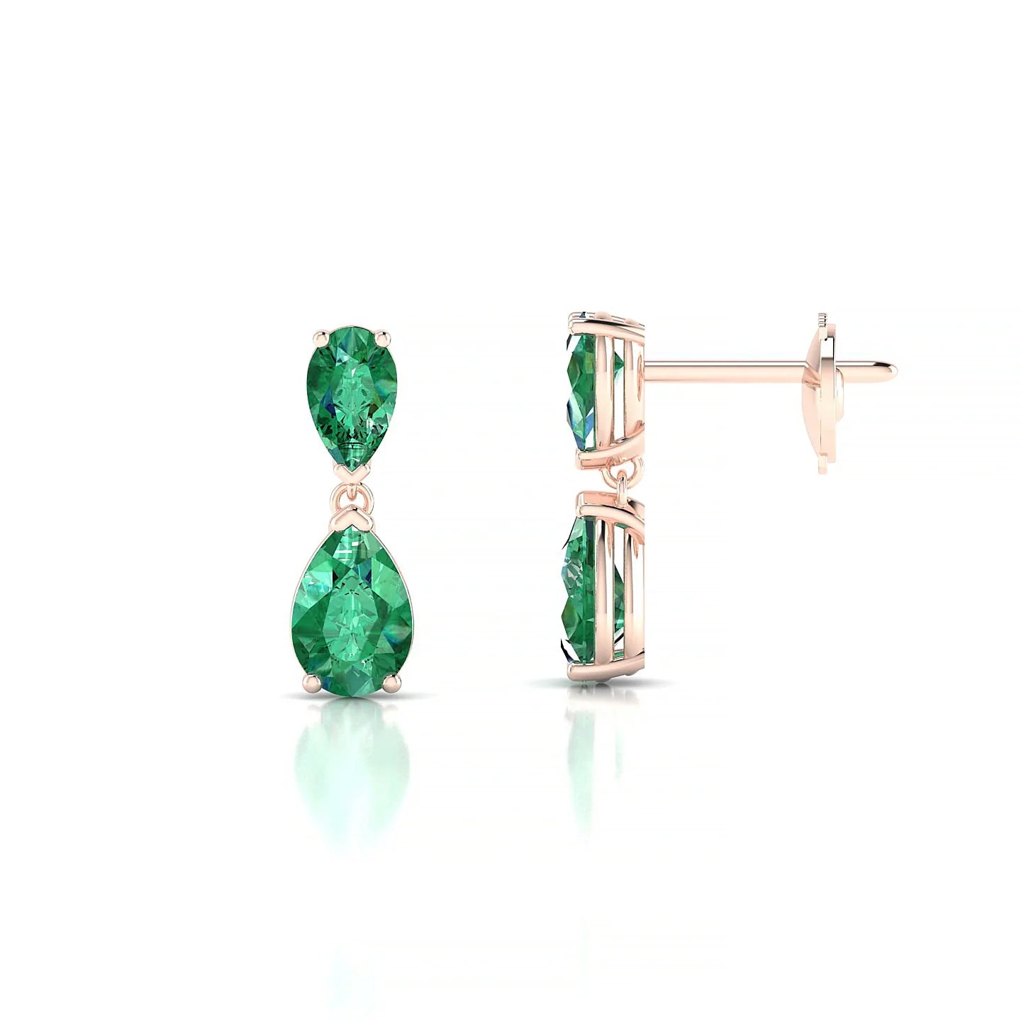 Sway | 18k Rose Gold 6 x 4 mm Pear Emerald Earrings