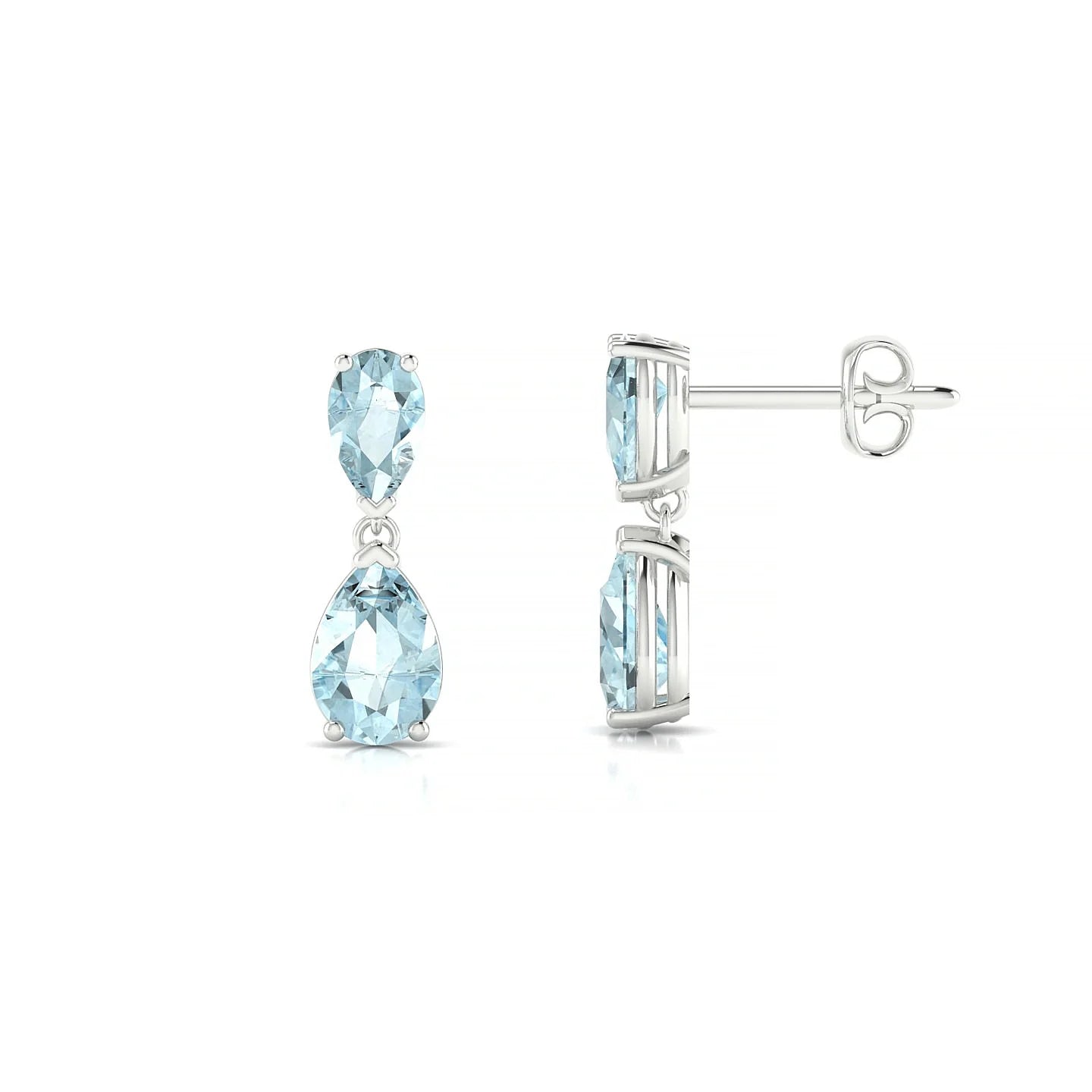 Sway | 18k White Gold 6 x 4 mm Pear Aquamarine Earrings