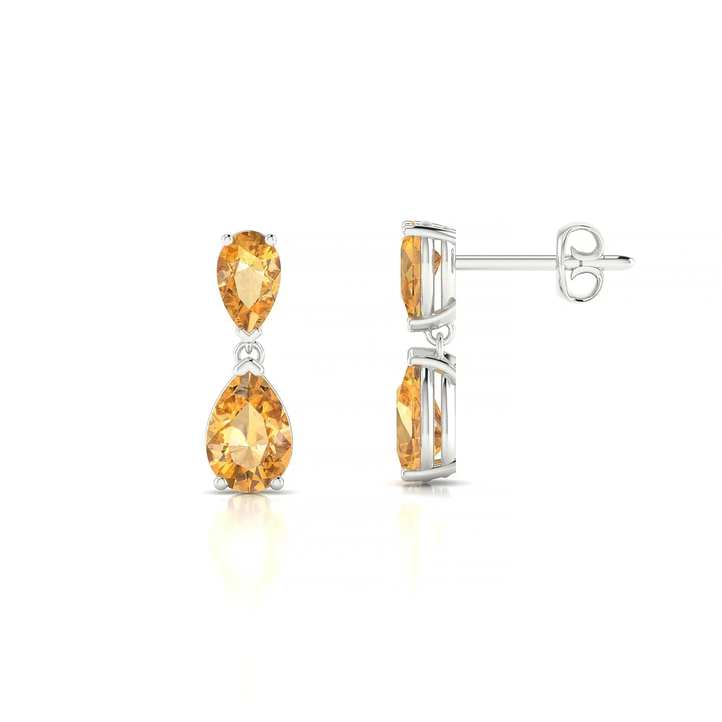 Sway | 18k White Gold 6 x 4 mm Pear Citrine Earrings