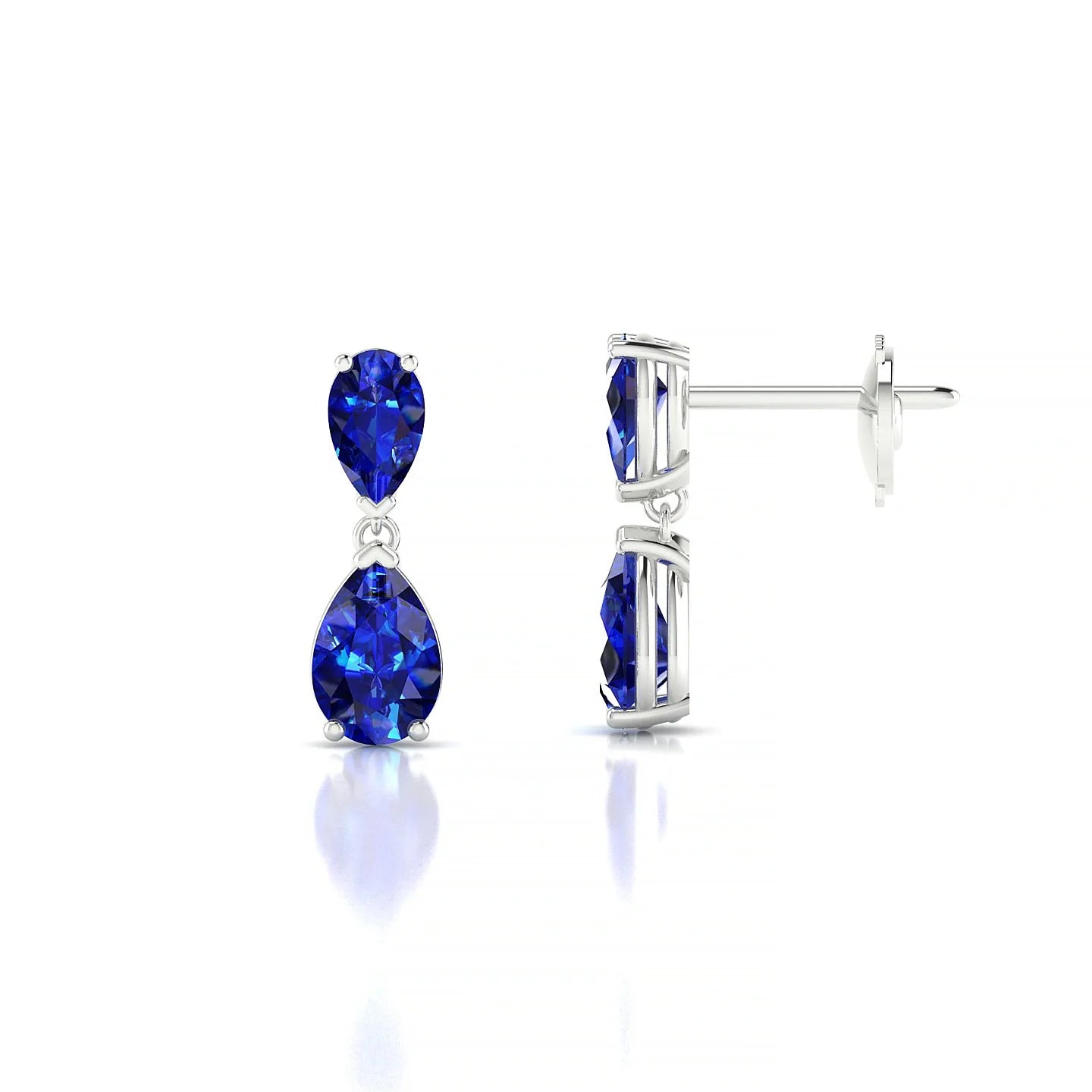 Sway | 18k White Gold 6 x 4 mm Pear Sapphire Earrings