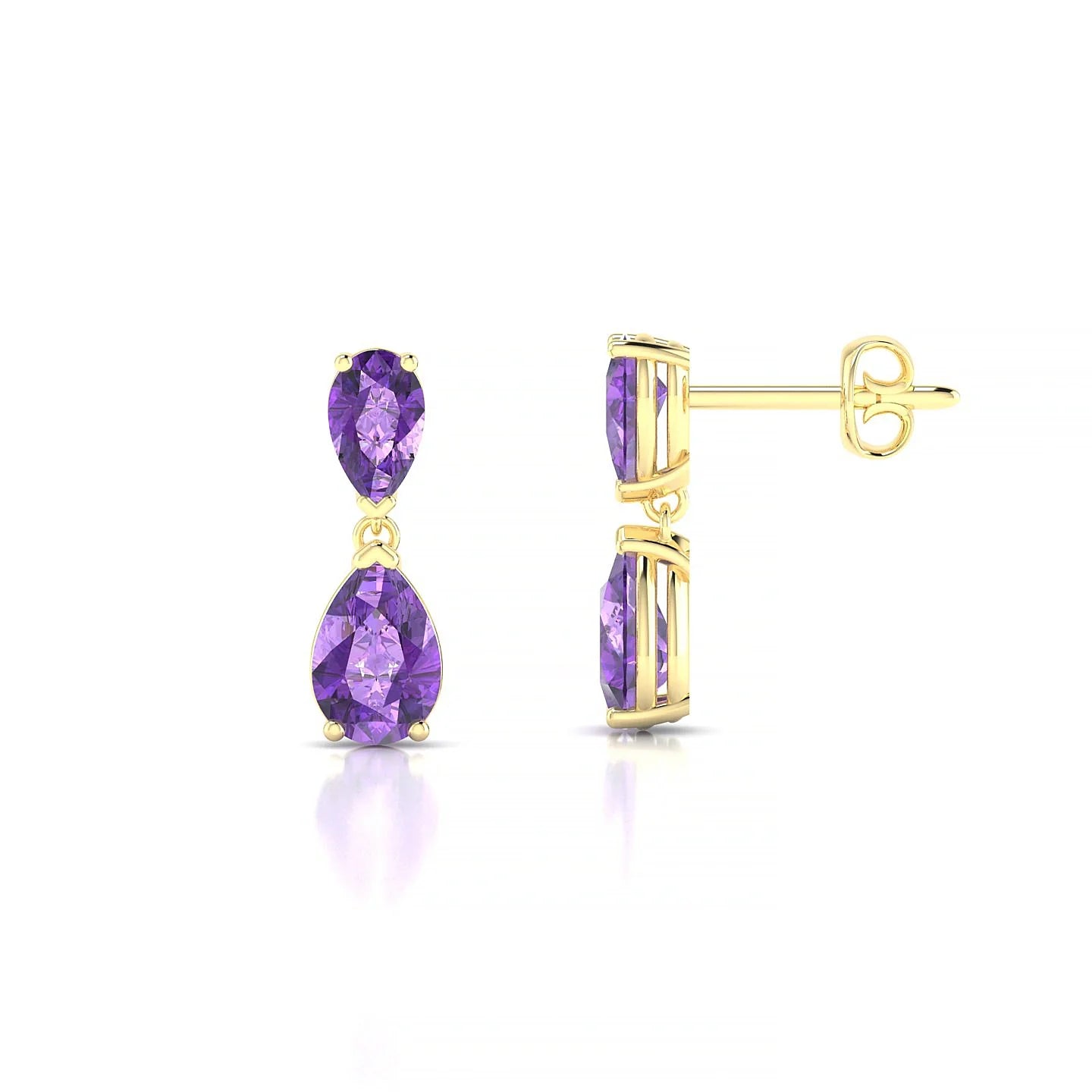 Sway | 18k Yellow Gold 6 x 4 mm Pear Amethyst Earrings