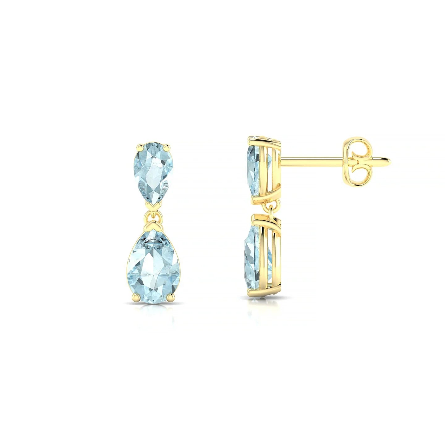 Sway | 18k Yellow Gold 6 x 4 mm Pear Aquamarine Earrings