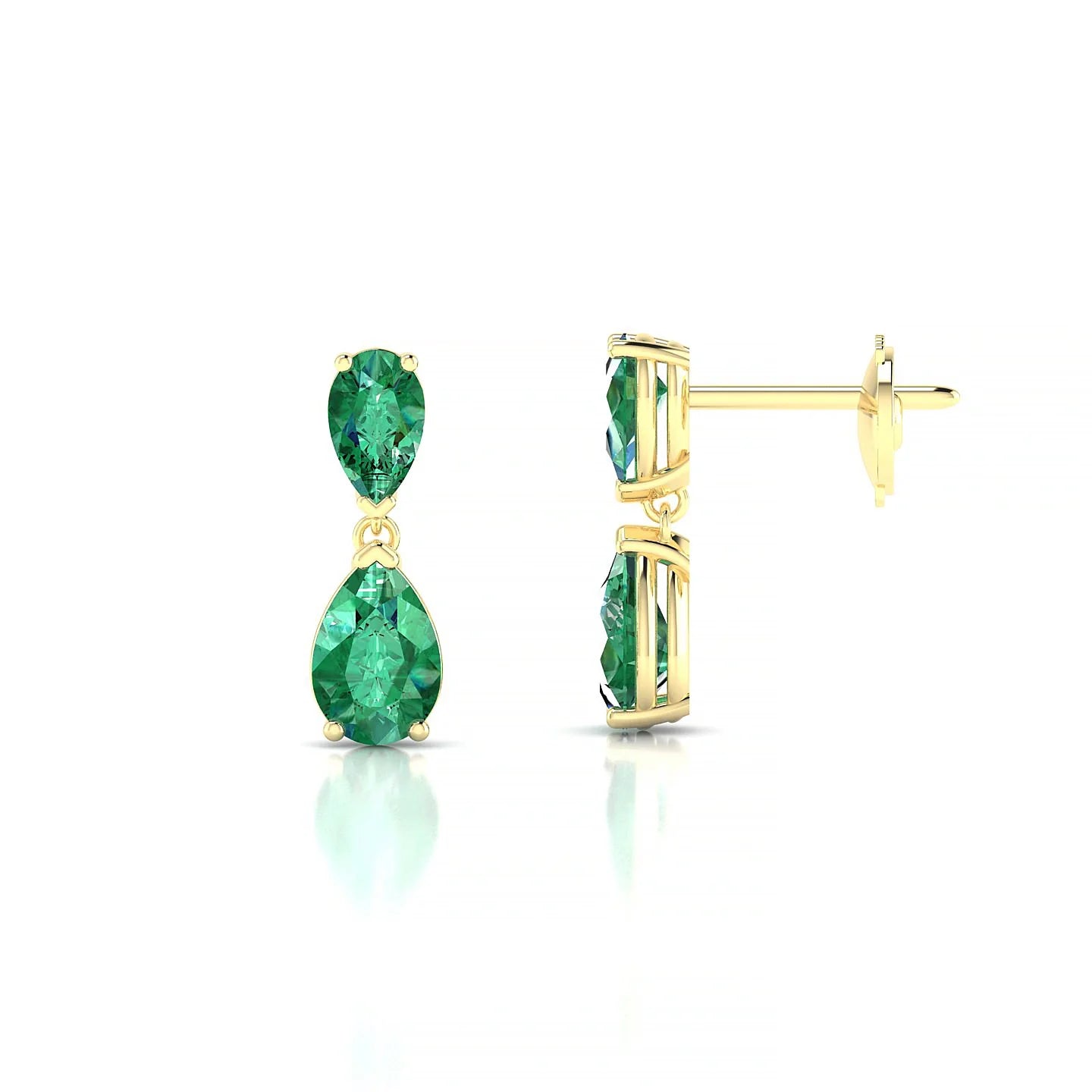 Sway | 18k Yellow Gold 6 x 4 mm Pear Emerald Earrings