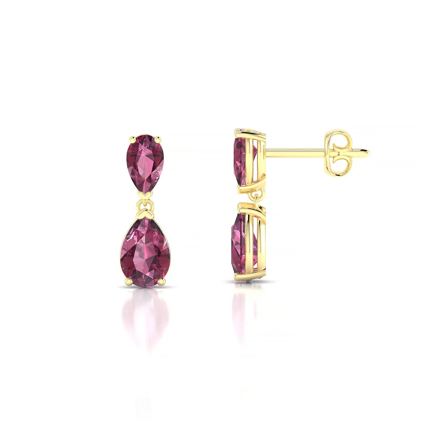 Sway | 18k Yellow Gold 6 x 4 mm Pear Rhodolite Earrings