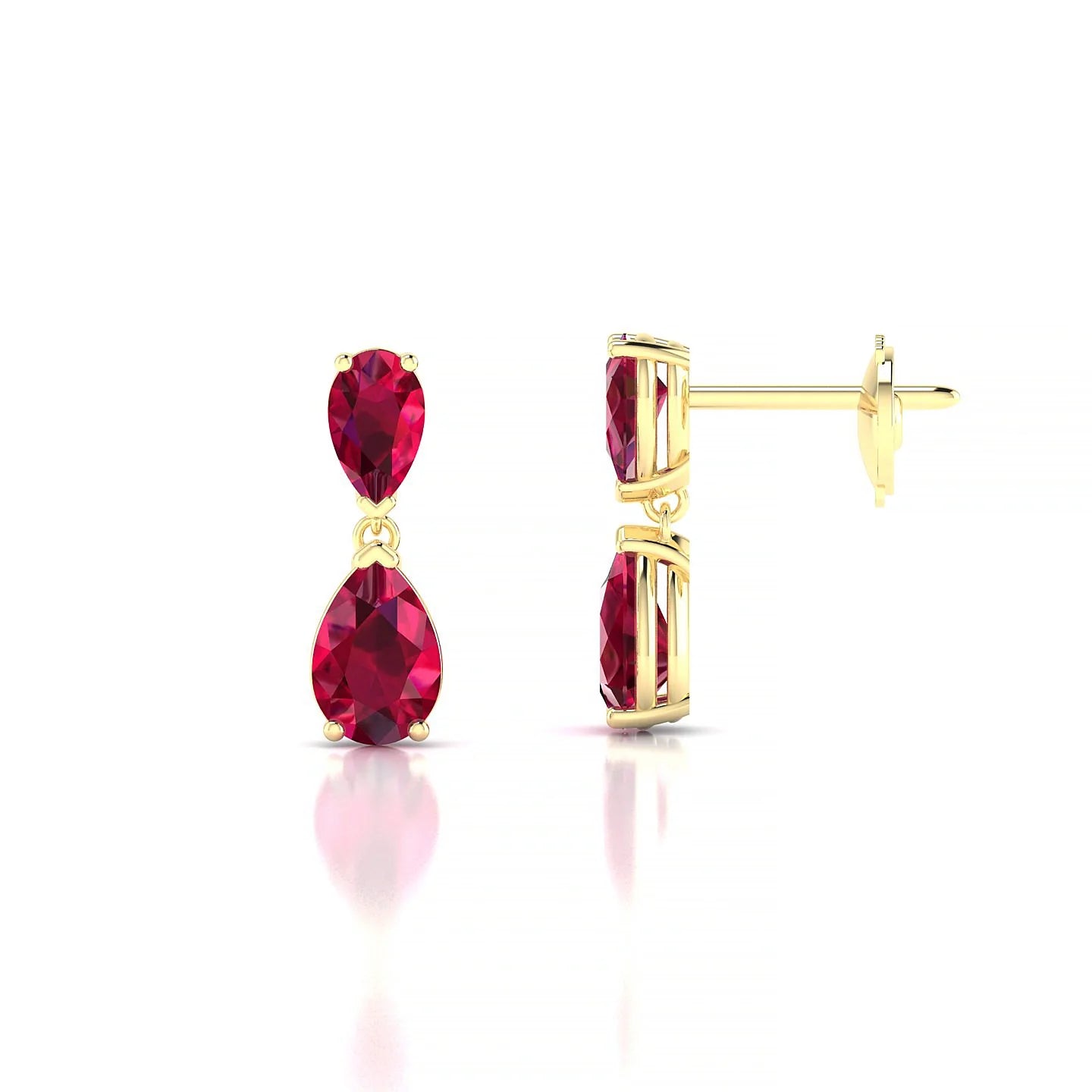 Sway | 18k Yellow Gold 6 x 4 mm Pear Ruby Earrings