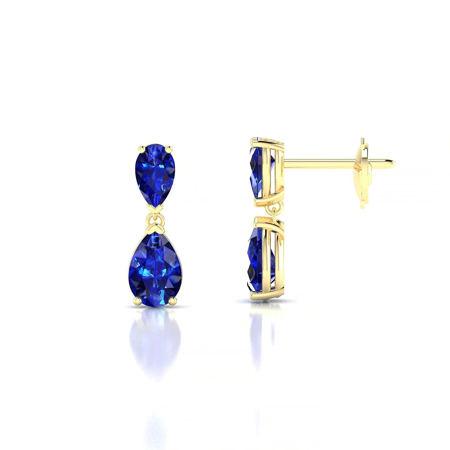 Sway | 18k Yellow Gold 6 x 4 mm Pear Sapphire Earrings