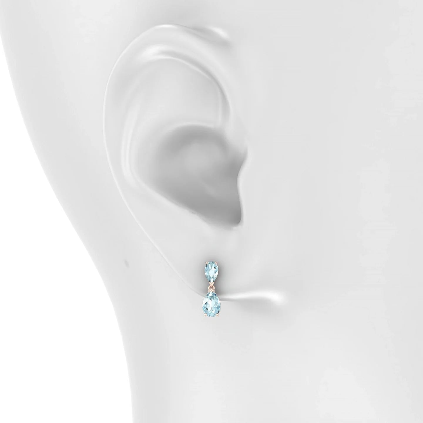 Sway | 18k Rose Gold 6 x 4 mm Pear Aquamarine Earrings
