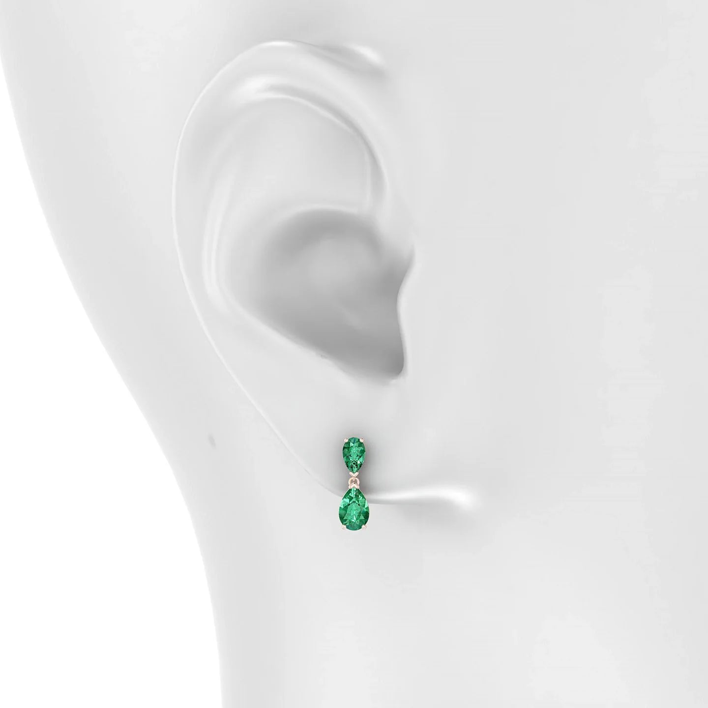 Sway | 18k Rose Gold 6 x 4 mm Pear Emerald Earrings
