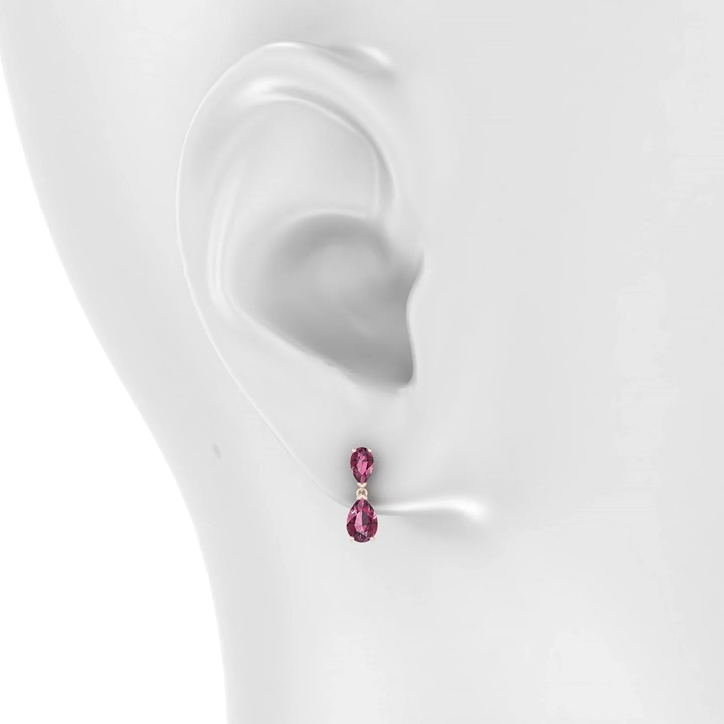 Sway | 18k Rose Gold 6 x 4 mm Pear Rhodolite Earrings