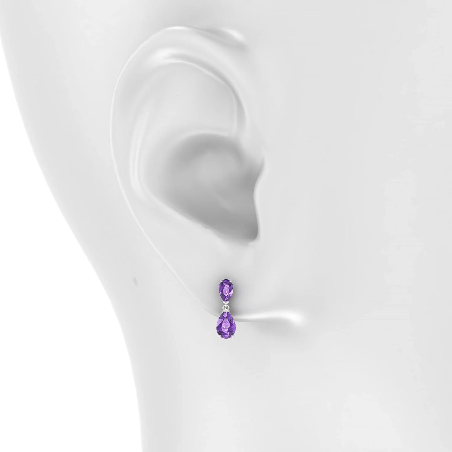 Sway | 18k White Gold 6 x 4 mm Pear Amethyst Earrings