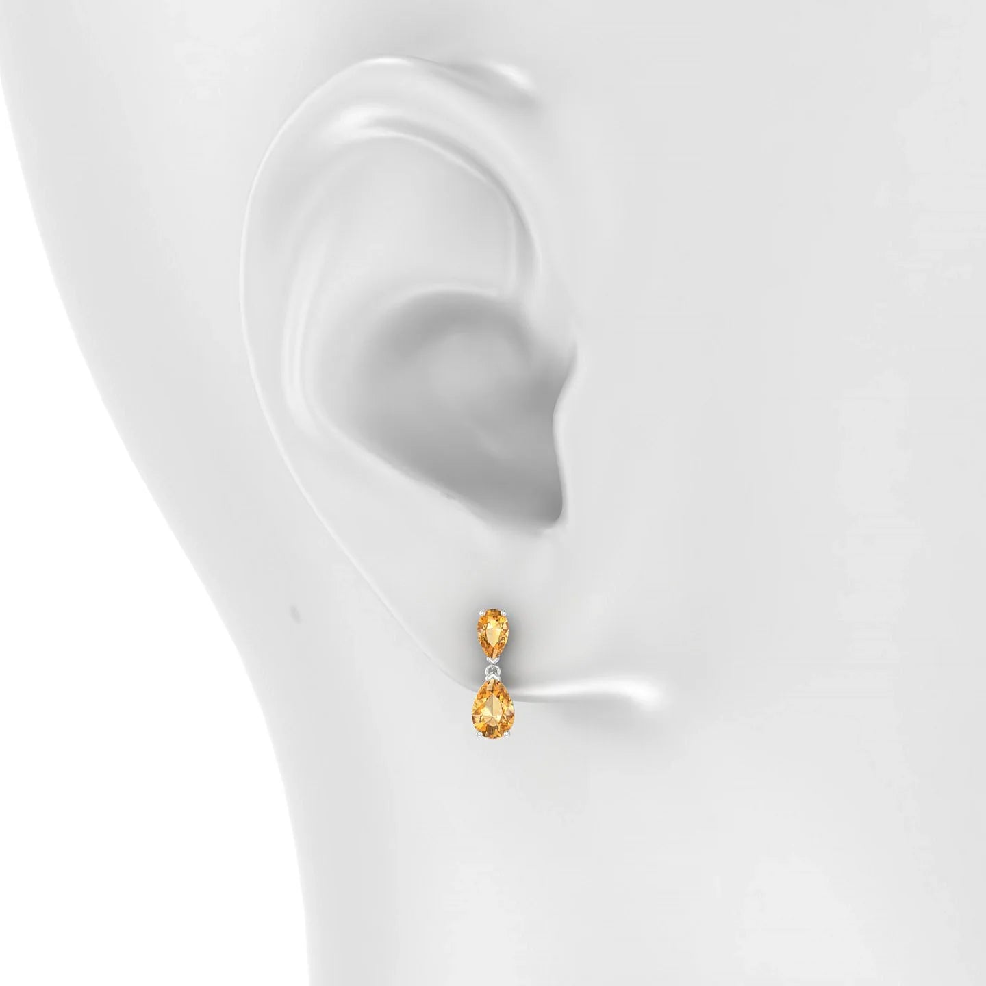 Sway | 18k White Gold 6 x 4 mm Pear Citrine Earrings