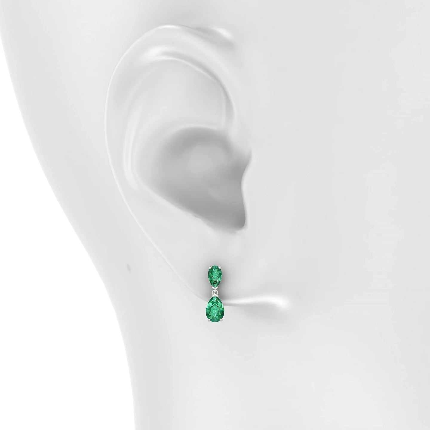 Sway | 18k White Gold 6 x 4 mm Pear Emerald Earrings