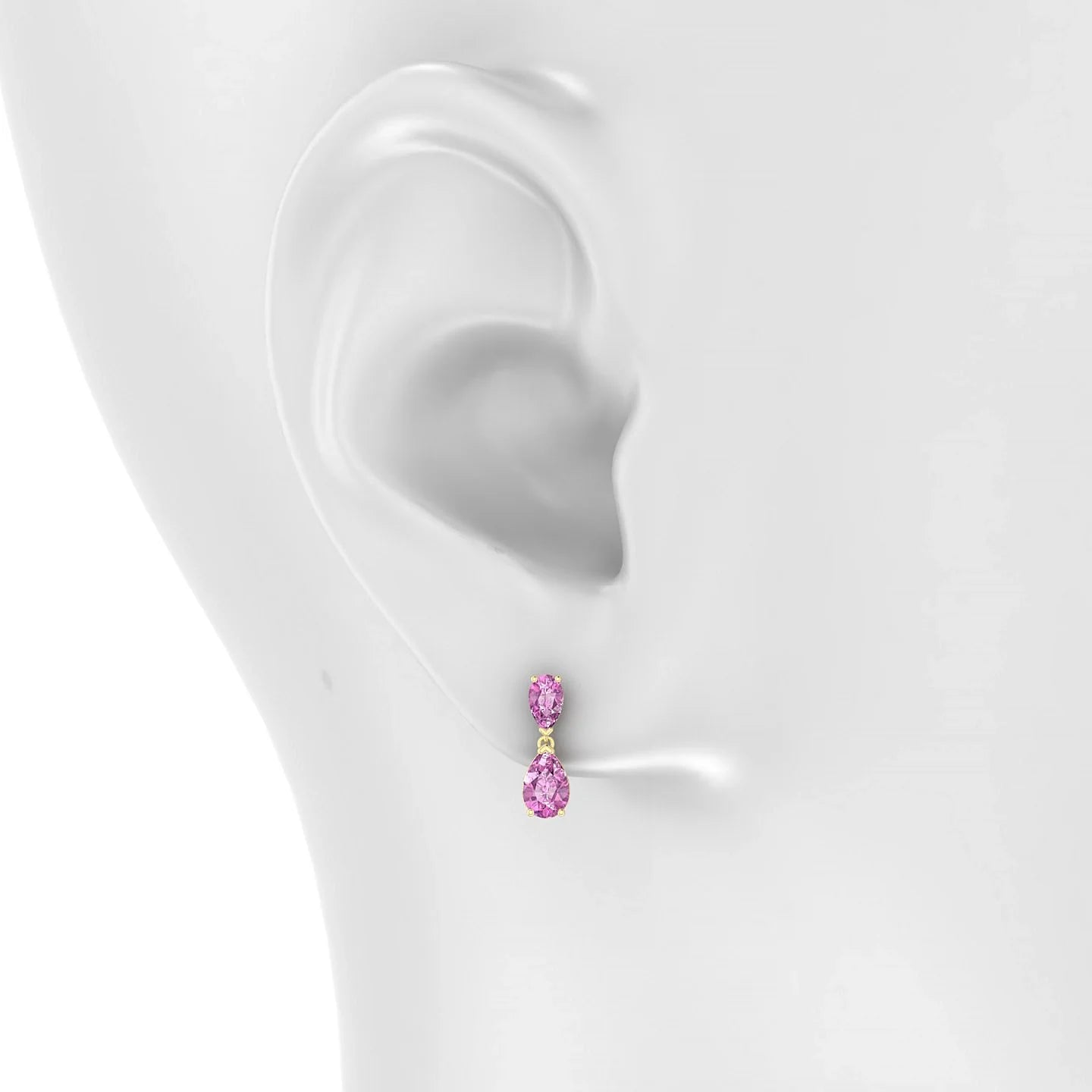 Sway | 18k Yellow Gold 6 x 4 mm Pear Pink Sapphire Earrings