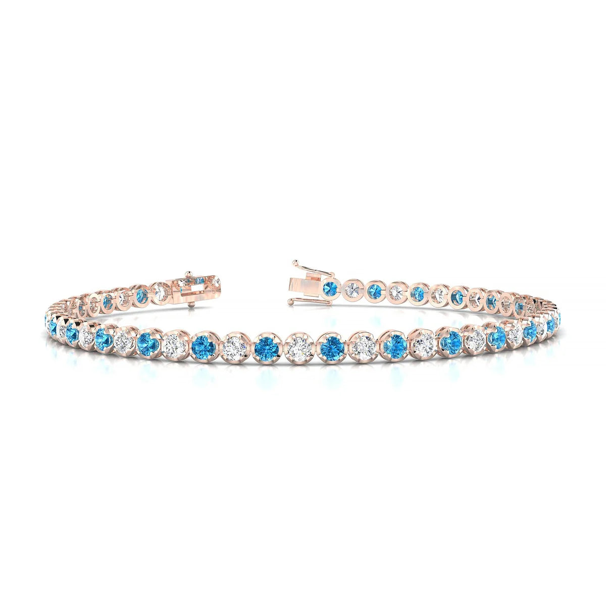 Tiger 1-1 | 18k Rose Gold 2.5 mm Round Natural Topaz Tennis Bracelet