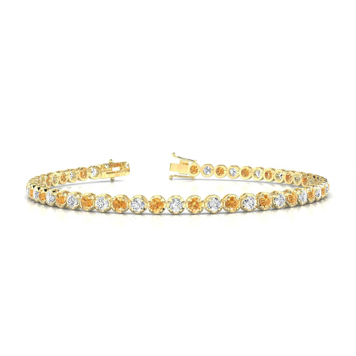 Tiger 1-1 | 18k Yellow Gold 2.5 mm Round Natural Citrine Tennis Bracelet