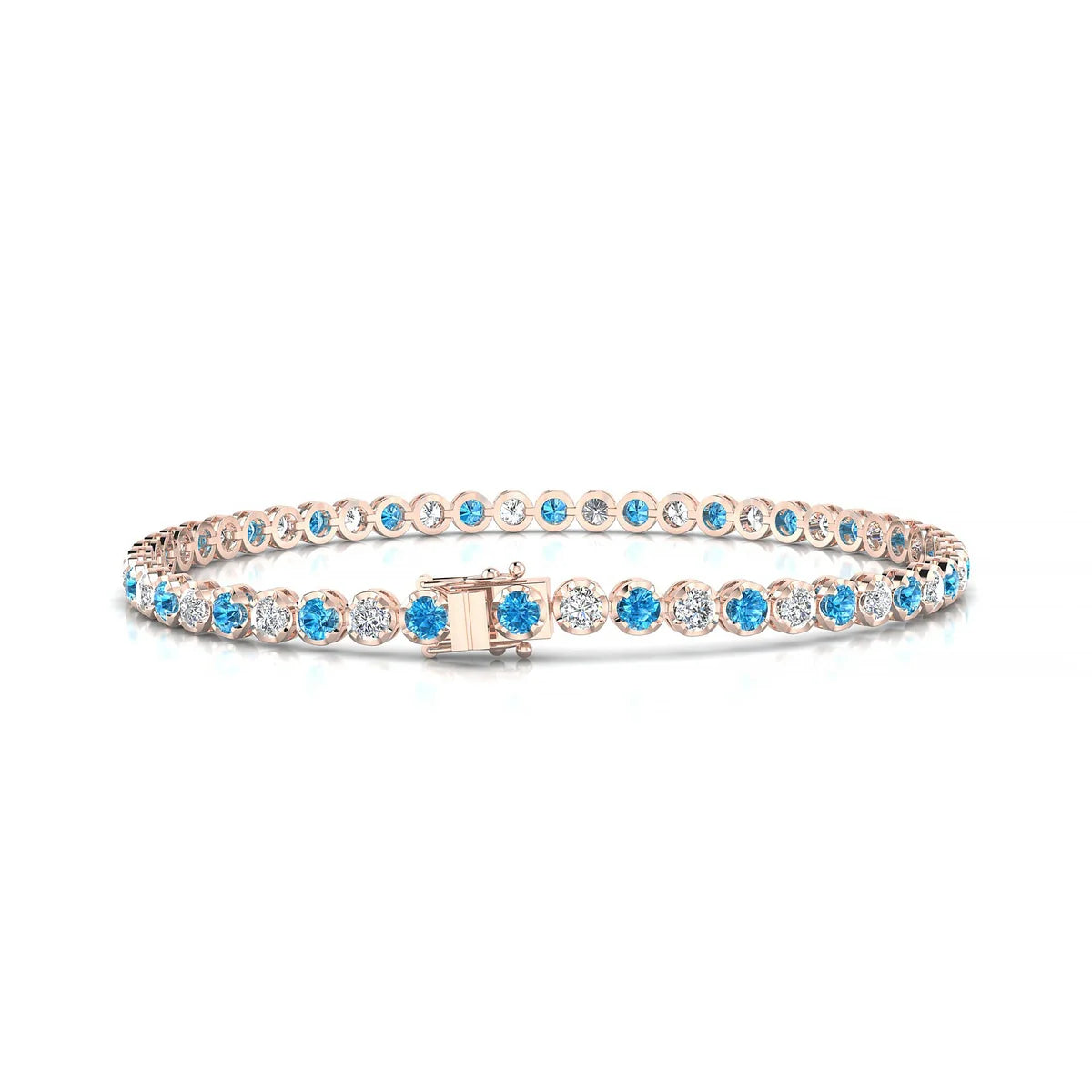 Tiger 1-1 | 18k Rose Gold 2.5 mm Round Natural Topaz Tennis Bracelet