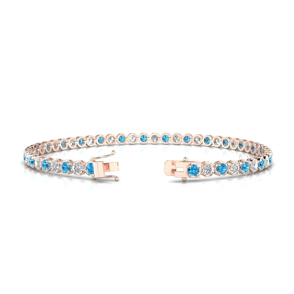 Tiger 1-1 | 18k Rose Gold 2.5 mm Round Natural Topaz Tennis Bracelet