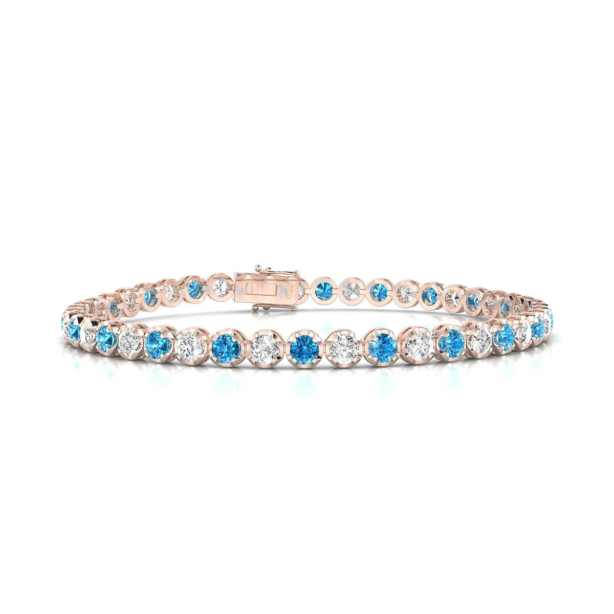 Tiger 1-1 | 18k Rose Gold 3 mm Round Natural Topaz Tennis Bracelet