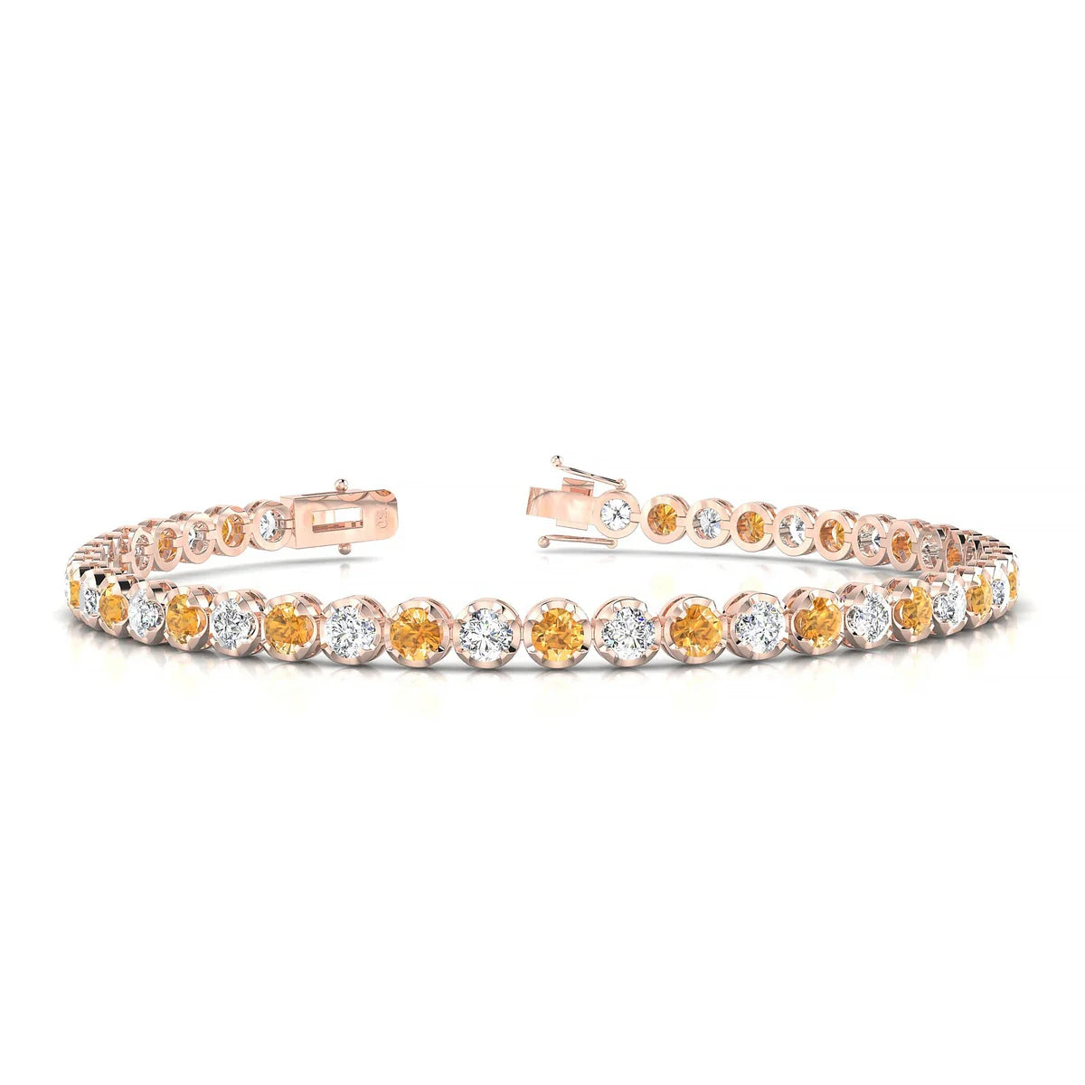 Tiger 1-1 | 18k Rose Gold 3 mm Round Natural Citrine Tennis Bracelet