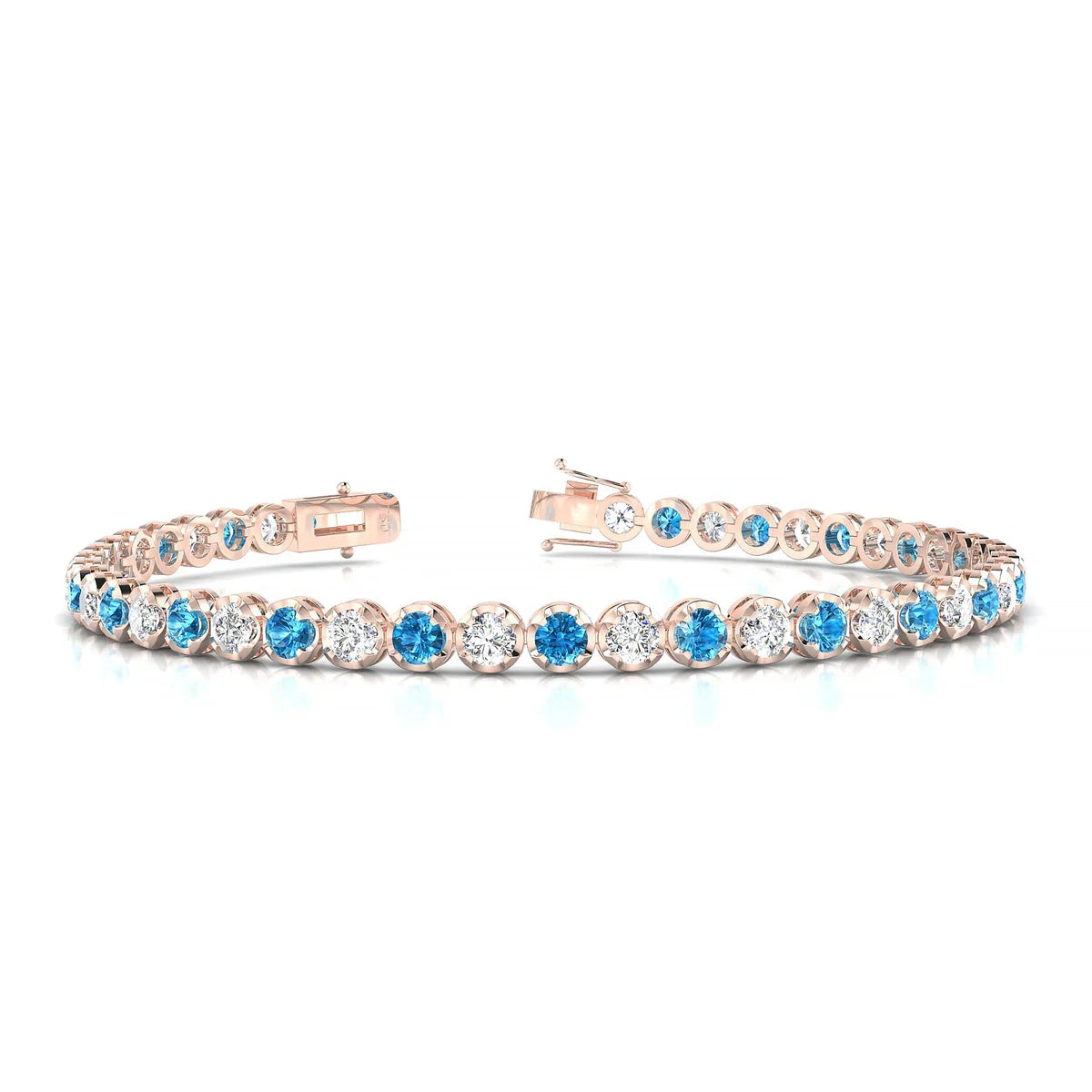 Tiger 1-1 | 18k Rose Gold 3 mm Round Natural Topaz Tennis Bracelet