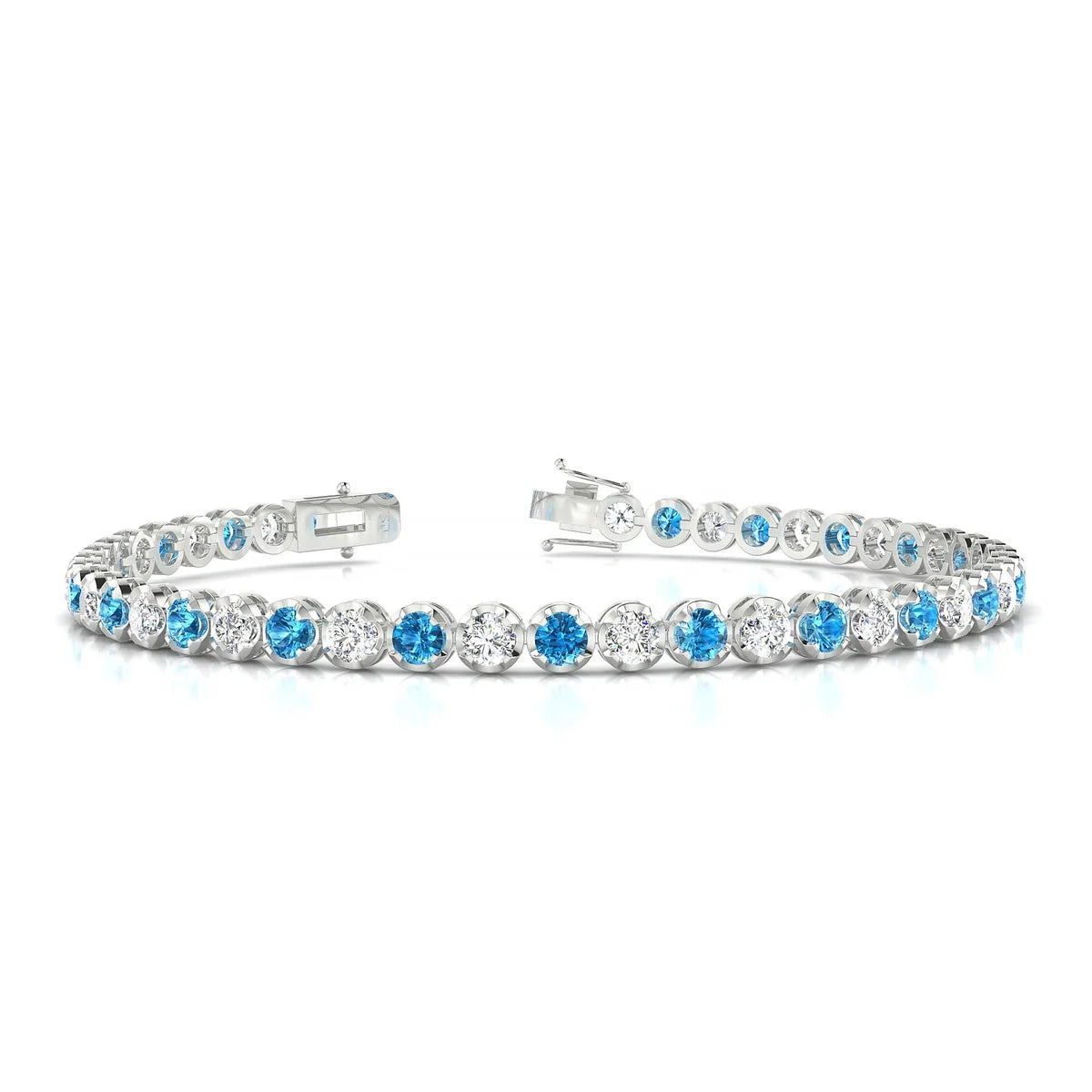 Tiger 1-1 | 18k White Gold 3 mm Round Natural Topaz Tennis Bracelet