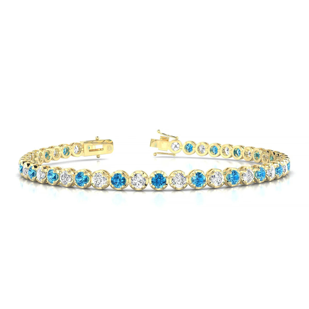 Tiger 1-1 | 18k Yellow Gold 3 mm Round Natural Topaz Tennis Bracelet