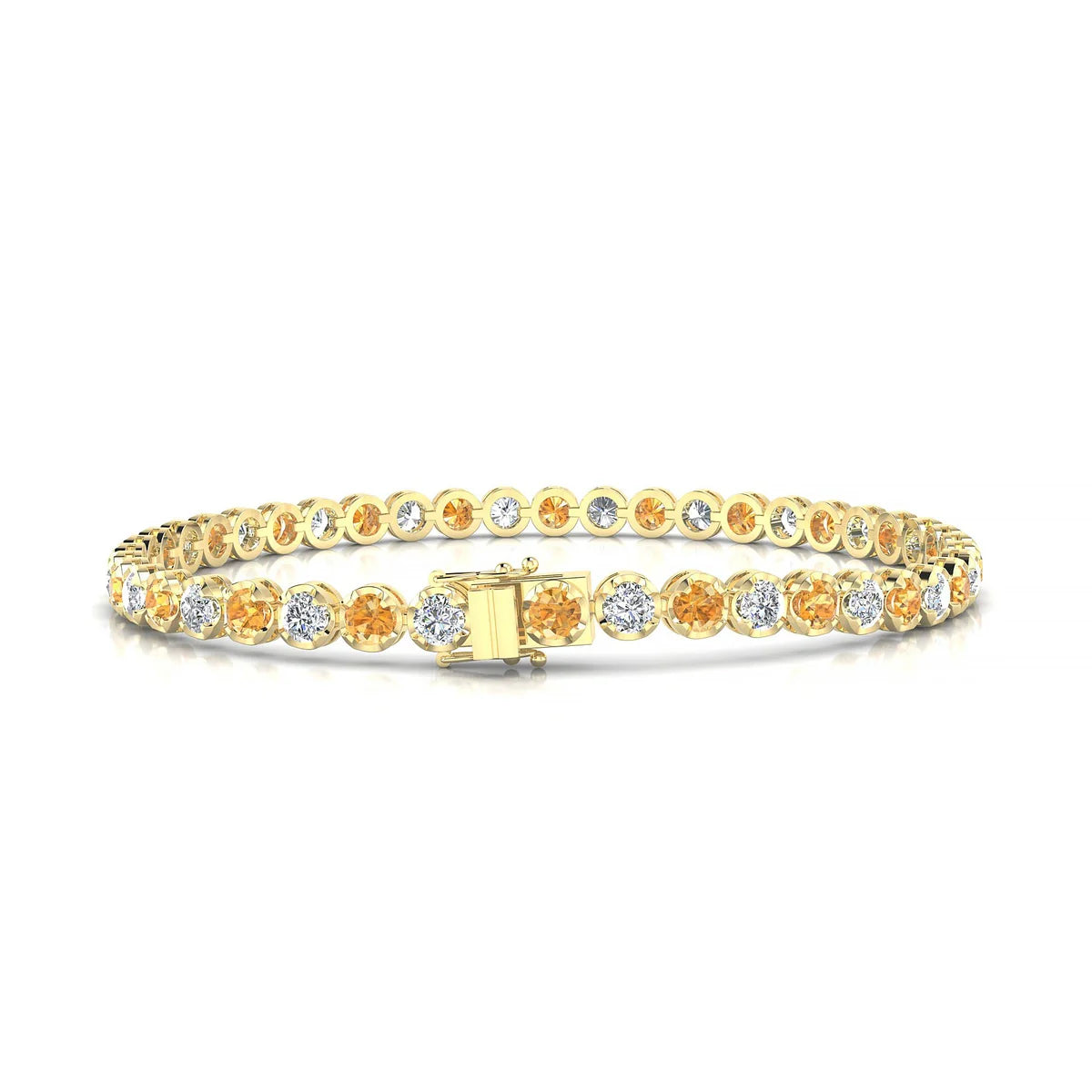 Tiger 1-1 | 18k Yellow Gold 3 mm Round Natural Citrine Tennis Bracelet