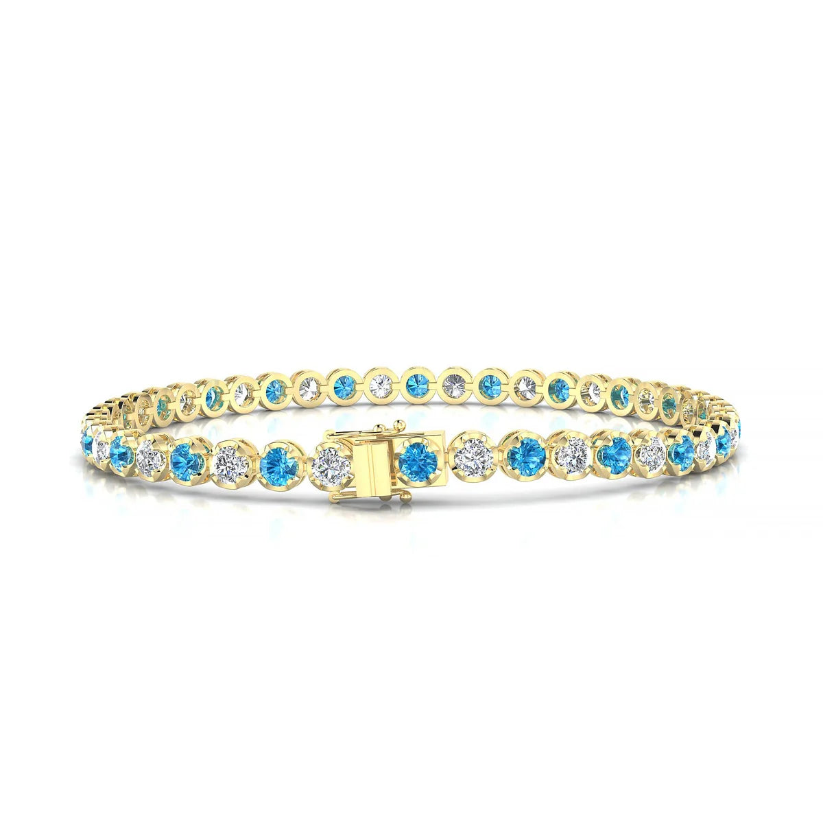 Tiger 1-1 | 18k Yellow Gold 3 mm Round Natural Topaz Tennis Bracelet