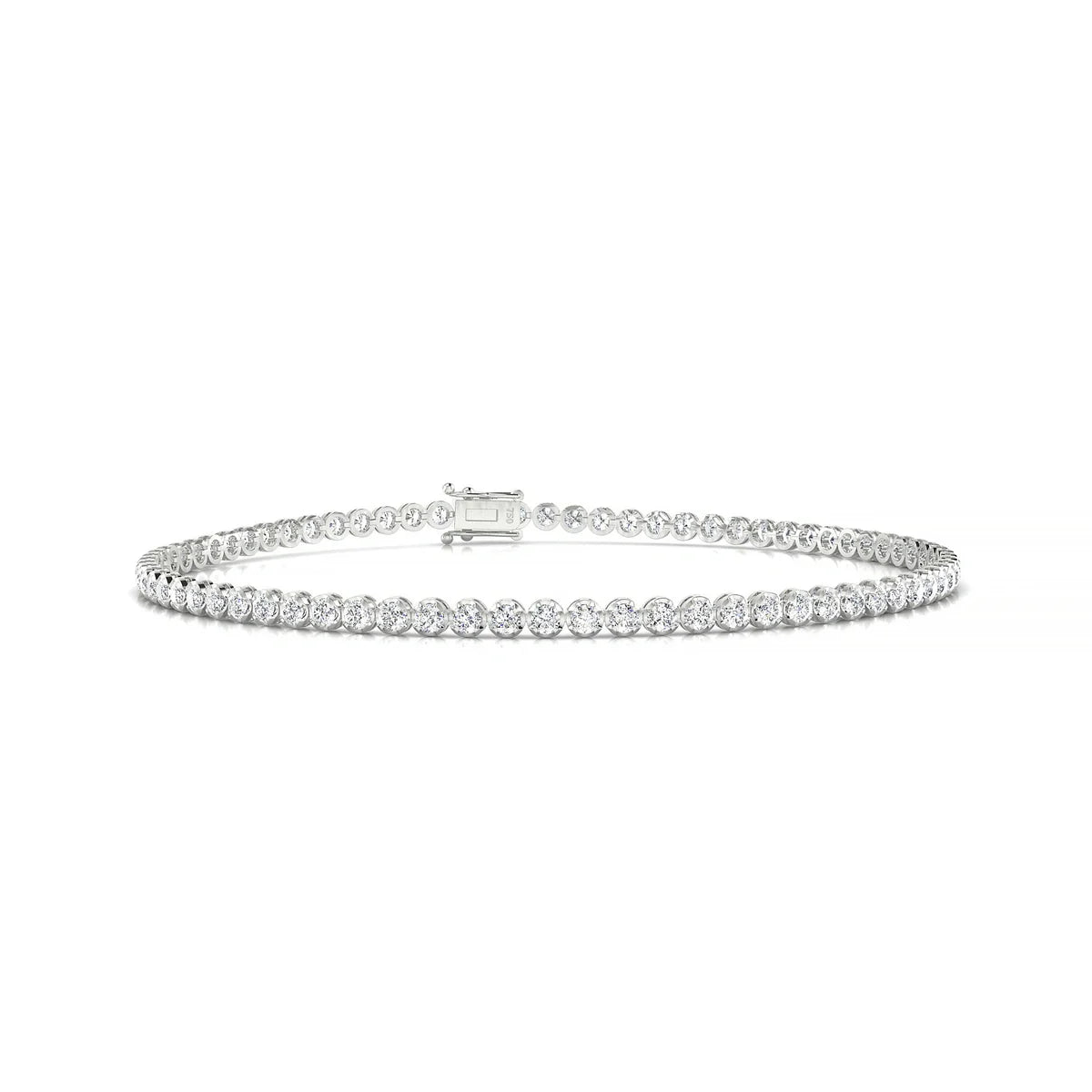 Tiger | 18k White Gold 1.7 mm Round Natural Diamond Tennis Bracelet