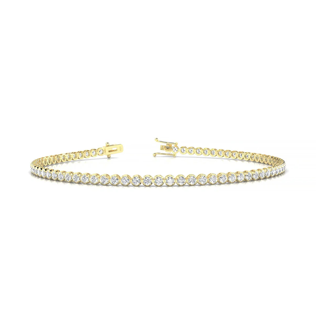 Tiger | 18k Yellow Gold 1.7 mm Round Natural Diamond Tennis Bracelet