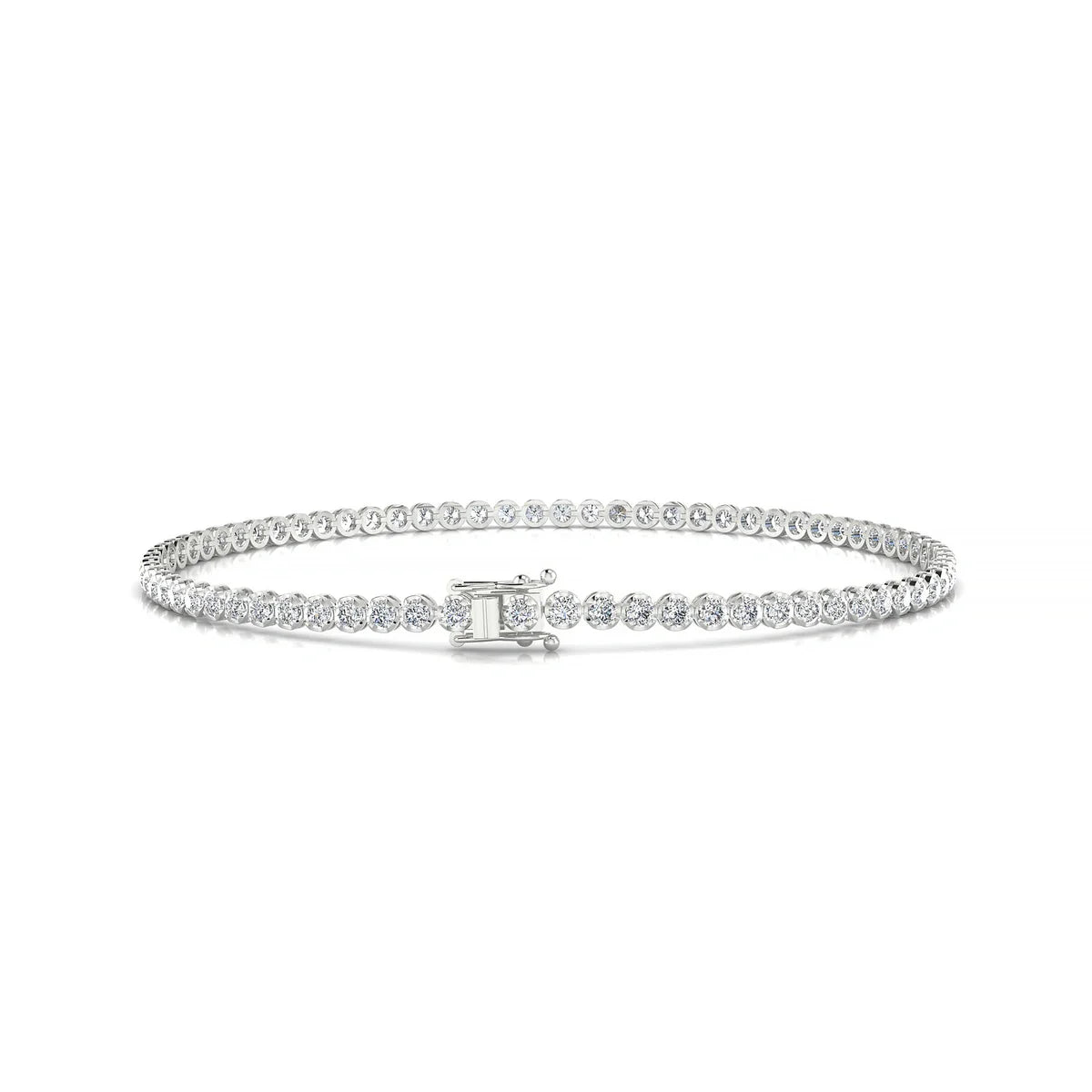 Tiger | 18k White Gold 1.7 mm Round Natural Diamond Tennis Bracelet