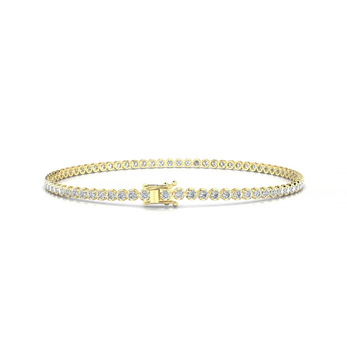 Tiger | 18k Yellow Gold 1.7 mm Round Natural Diamond Tennis Bracelet