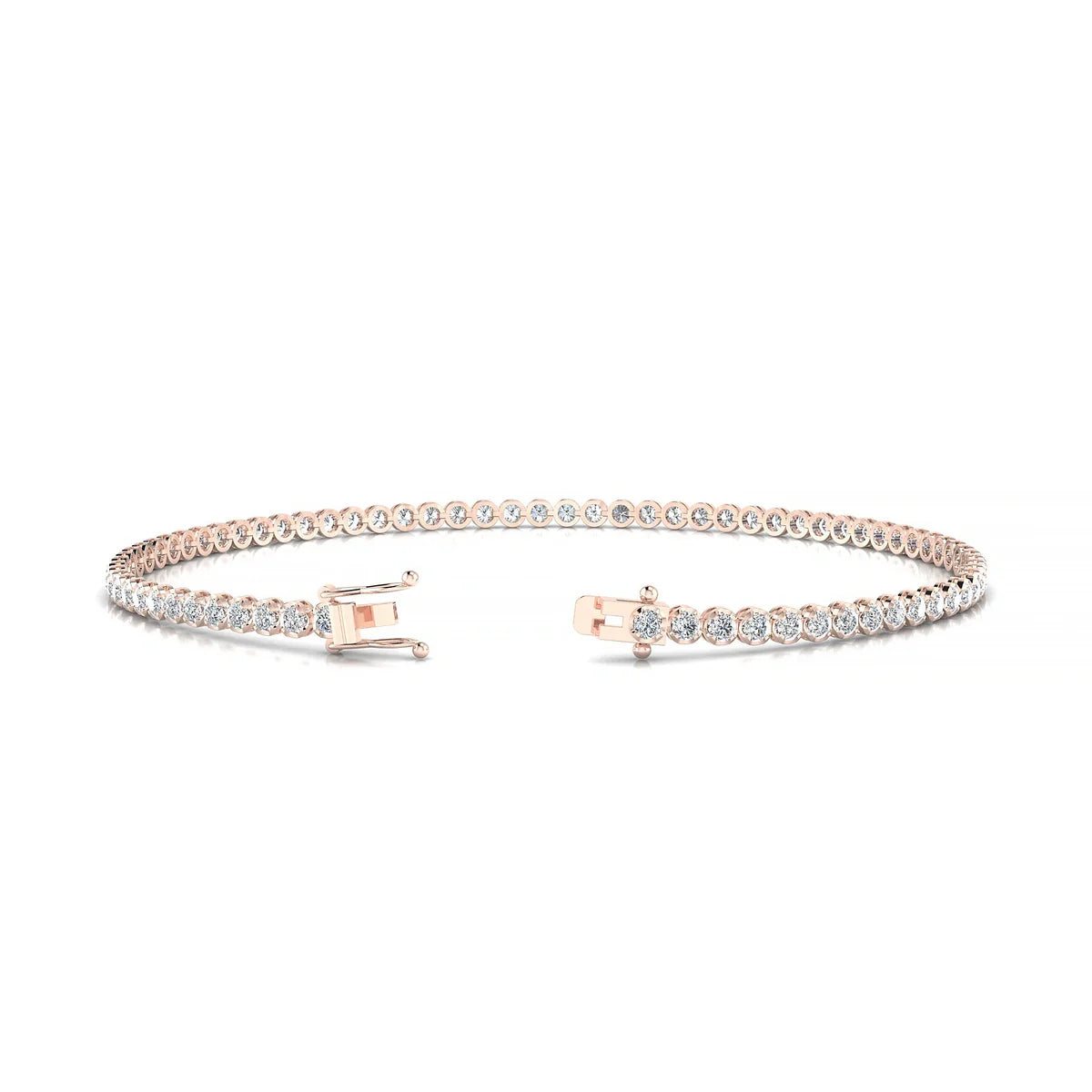 Tiger | 18k Rose Gold 1.7 mm Round Natural Diamond Tennis Bracelet