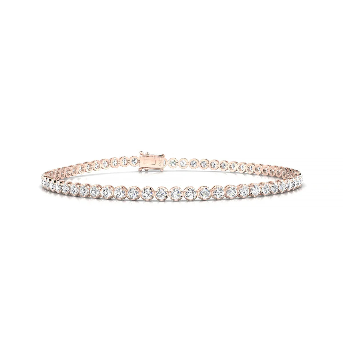 Tiger | 18k Rose Gold 2 mm Round Natural Diamond Tennis Bracelet
