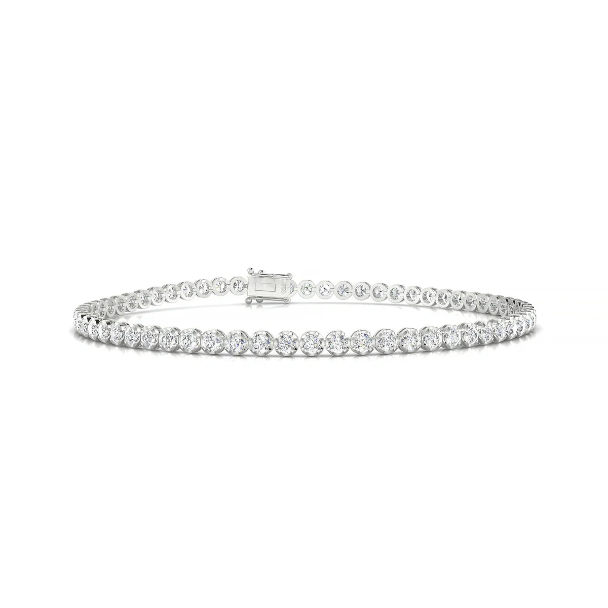 Tiger | 18k White Gold 2 mm Round Natural Diamond Tennis Bracelet