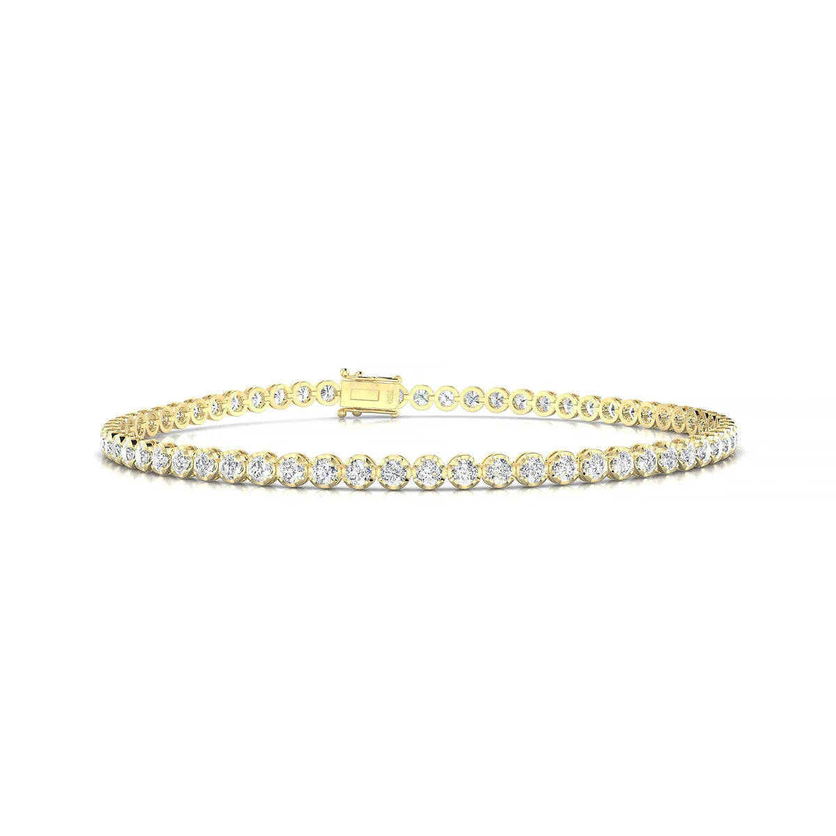 Tiger | 18k Yellow Gold 2 mm Round Natural Diamond Tennis Bracelet