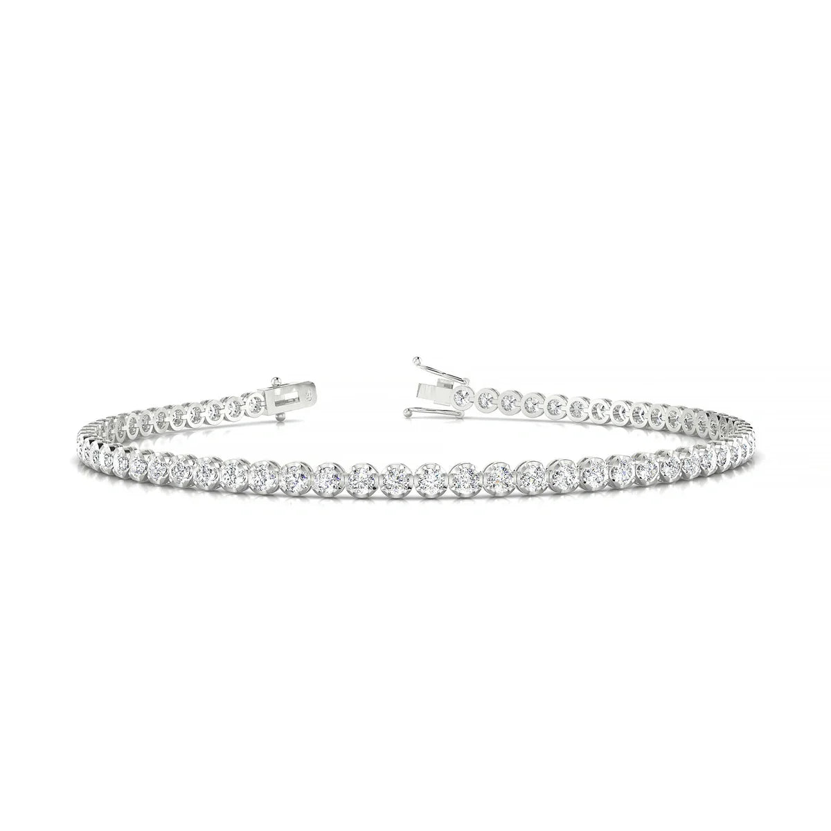Tiger | 18k White Gold 2 mm Round Natural Diamond Tennis Bracelet