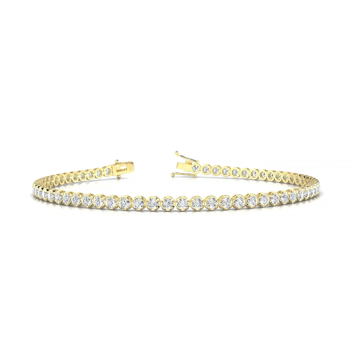 Tiger | 18k Yellow Gold 2 mm Round Natural Diamond Tennis Bracelet