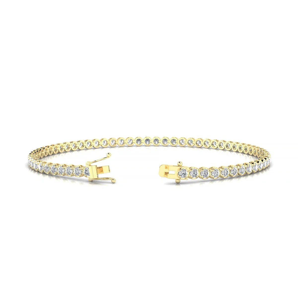 Tiger | 18k Yellow Gold 2 mm Round Natural Diamond Tennis Bracelet