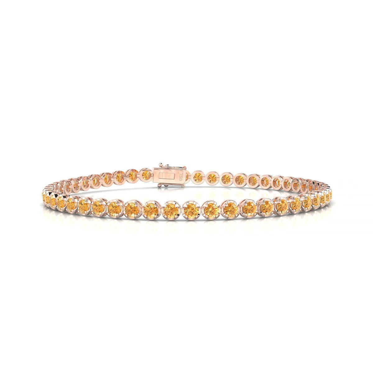 Tiger | 18k Rose Gold 2.5 mm Round Natural Citrine Tennis Bracelet