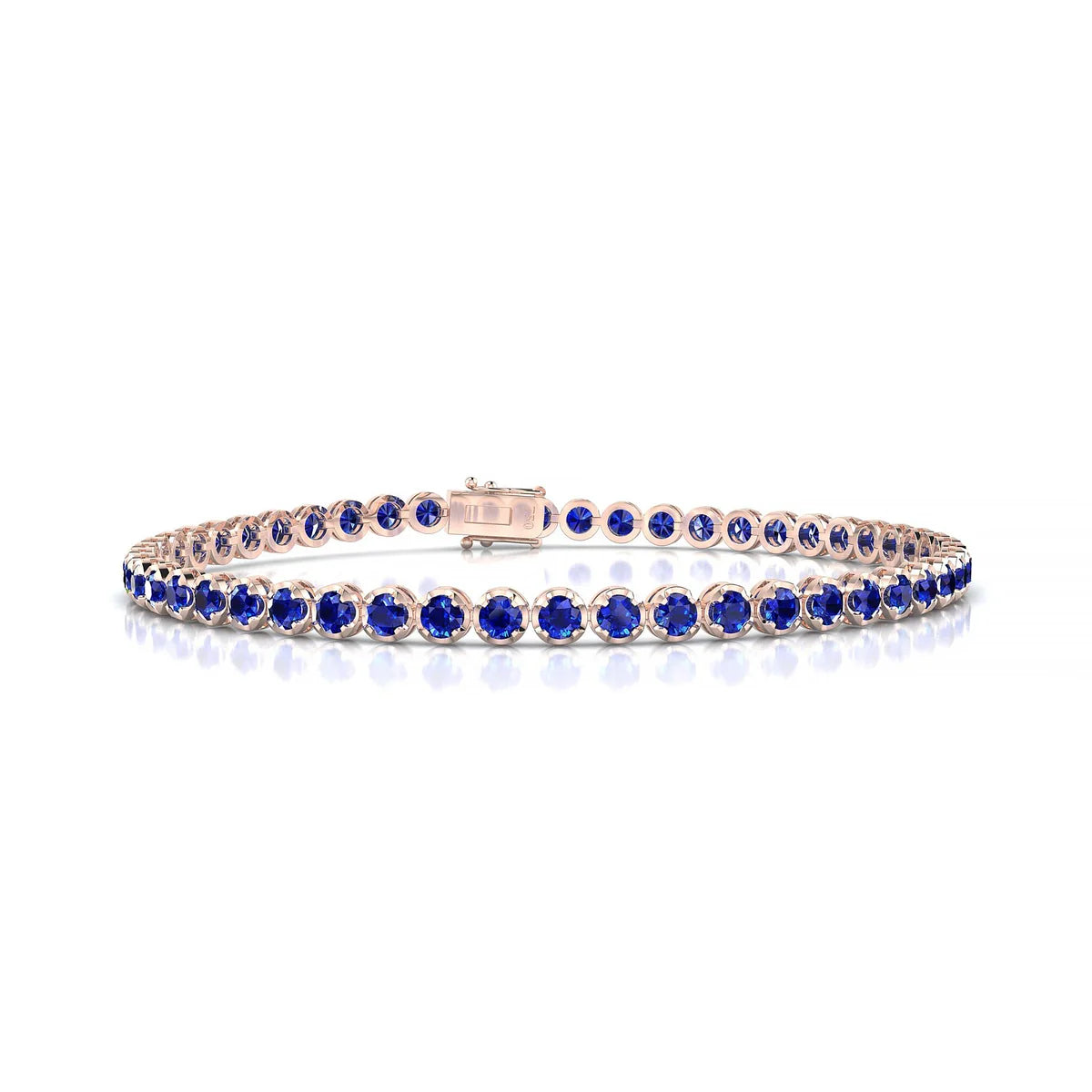 Tiger | 18k Rose Gold 2.5 mm Round Natural Sapphire Tennis Bracelet