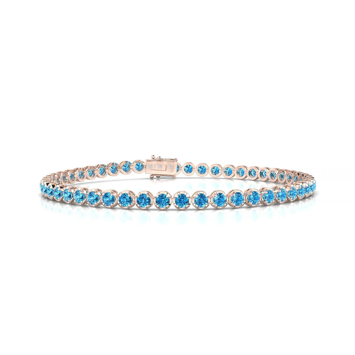 Tiger | 18k Rose Gold 2.5 mm Round Natural Topaz Tennis Bracelet