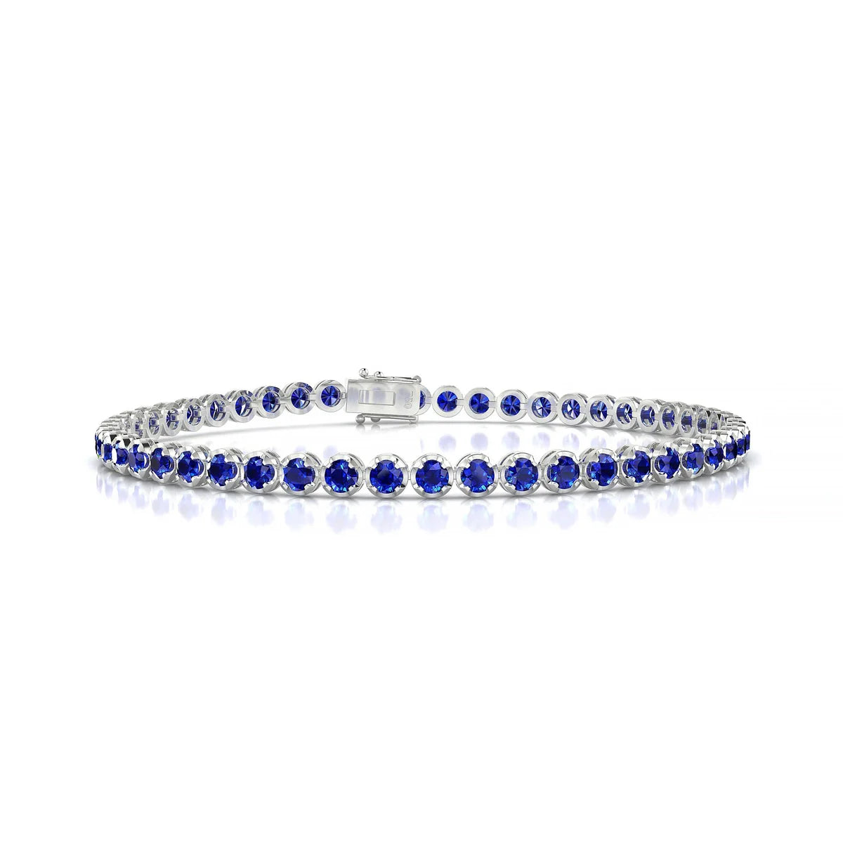 Tiger | 18k White Gold 2.5 mm Round Natural Sapphire Tennis Bracelet