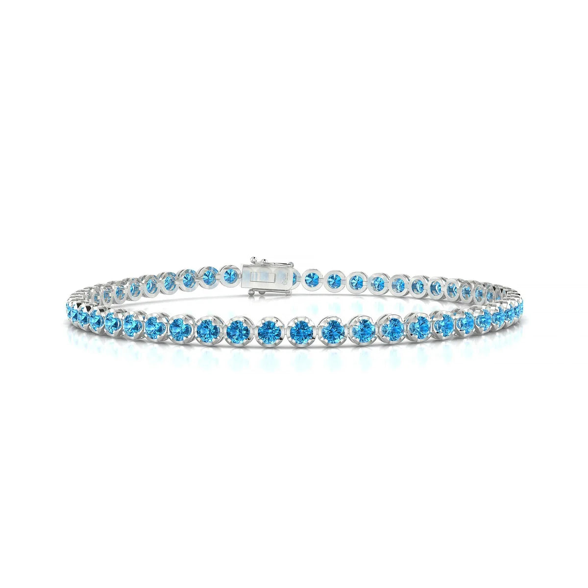 Tiger | 18k White Gold 2.5 mm Round Natural Topaz Tennis Bracelet